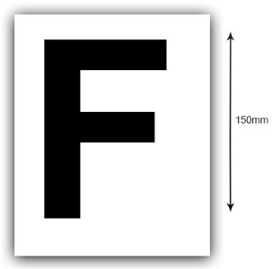 GENERIC MARINE SUPPLIES 150MM BLACK 'F' BOAT REGISTRATION STICKER - WHITE BACKGROUND