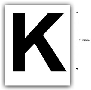 GENERIC MARINE SUPPLIES 150MM BLACK LETTER K BOAT REGISTRATION STICKER - DURABLE WHITE VINYL