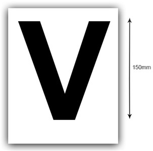 GENERIC/UNSPECIFIED MANUFACTURER 150MM BLACK 'V' BOAT REGISTRATION STICKERS - WHITE BACKGROUND