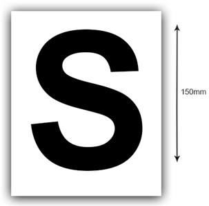 UNBRANDED/GENERIC MARINE SUPPLY 150MM BLACK LETTER 'S' BOAT REGISTRATION STICKERS - WHITE
