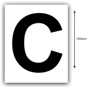 UNBRANDED/GENERIC COMPLIANCE 150MM BLACK BOAT REGISTRATION STICKER LETTER C - WHITE BACKGROUND