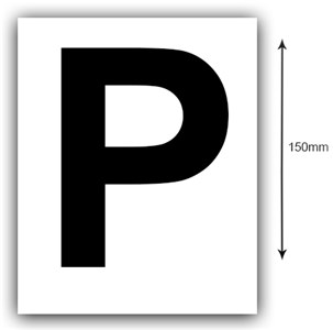 GENERIC/UNSPECIFIED MANUFACTURER 150MM BLACK ON WHITE BOAT REGISTRATION STICKER LETTER P