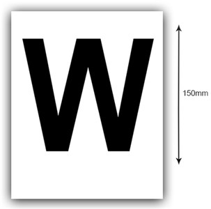 UNSPECIFIED MANUFACTURER 150MM BLACK ON WHITE BOAT REGISTRATION STICKERS - LETTER W