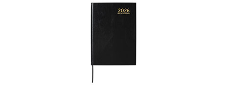 CUMBERLAND 2026 A4 BLACK CASEBOUND DIARY - WEEK TO VIEW PLANNER