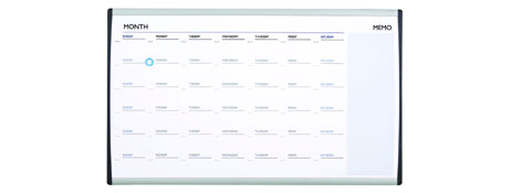 QUARTET ALUMINIUM ARC MAGNETIC DRY ERASE MONTHLY PLANNER BOARD