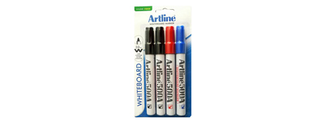 ARTLINE 500A DRY ERASE MARKERS - ASSORTED COLOURS, 0.4MM