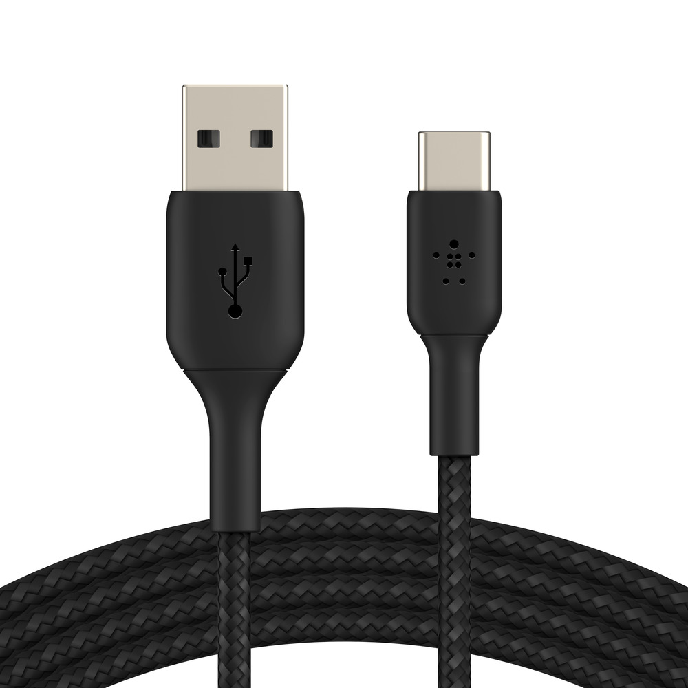 BELKIN 2M USB-A TO USB-C BRAIDED CABLE - BLACK