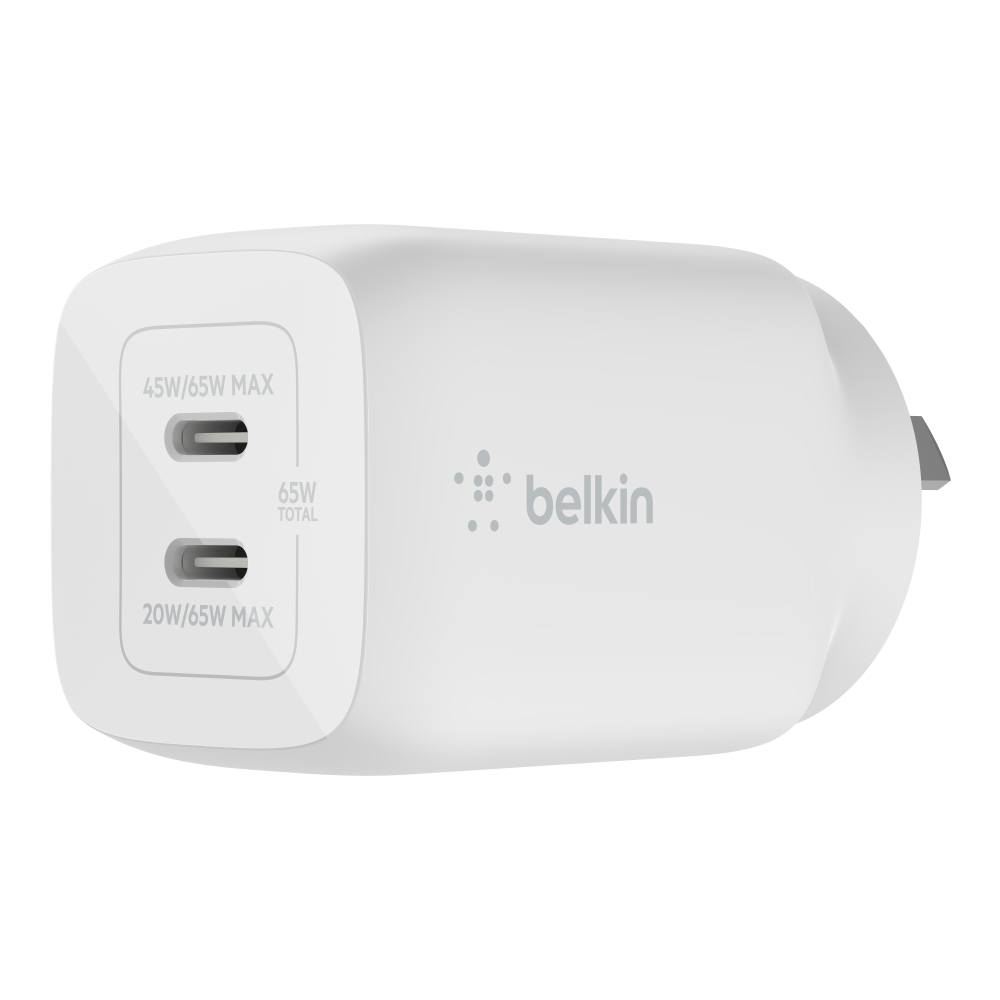 BELKIN 65W GAN DUAL USB-C WALL CHARGER WITH PPS