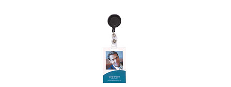 RETRACTABLE BLACK ID CARD HOLDER FOR EASY ACCESS