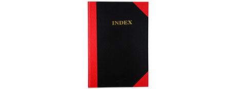 UNSPECIFIED MANUFACTURER A4 HARDCOVER INDEXED NOTEBOOK - BLACK WITH RED CORNERS