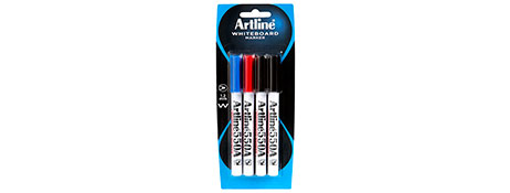 ARTLINE 550A DRY ERASE MARKERS - ASSORTED COLOURS, BULLET TIP