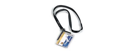 DURAPRINT (INFERRED FROM TEMPLATE AVAILABILITY) CLEAR ACRYLIC ID CARD HOLDER WITH TEXTILE NECKLACE