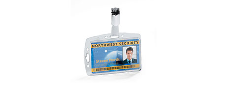 CLEAR ID BADGE HOLDER WITH ROTATING CLIP (PACK OF 10)