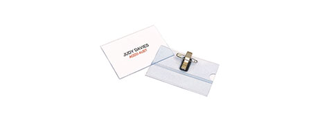 DURABLE CONVENTION CARD HOLDER WITH PIN & CLIP + 50 INSERTS