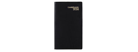 CUMBERLAND 2026 POCKET DIARY - BLACK PVC SLIMLINE PLANNER