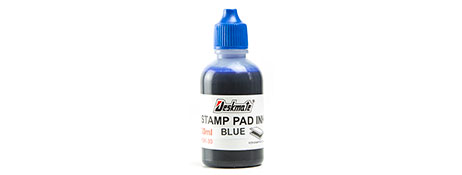 DESKMATE BLUE STAMP PAD REFILL INK 30ML - LOCAL GERALDTON STOCK