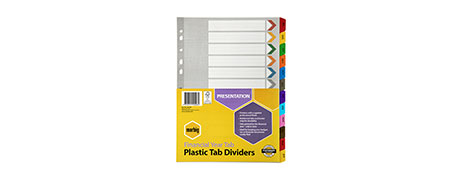 MARBIG A4 MULTI-COLOUR INDEX DIVIDERS FOR EASY FILING & ORGANISATION