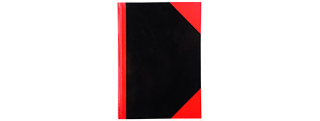 UNKNOWN MANUFACTURER A4 RED/BLACK GLOSS HARDCOVER CASEBOUND NOTEBOOK - 300 PAGES