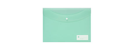 MARBIG A4 GREEN DOCUMENT HOLDER WITH SECURE BUTTON CLOSURE
