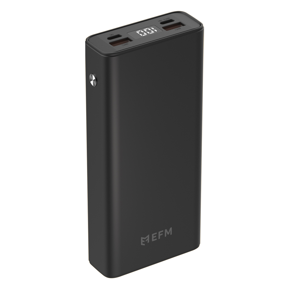 EFM 20000MAH DIGITAL POWER BANK WITH 20W FAST CHARGING - BLACK