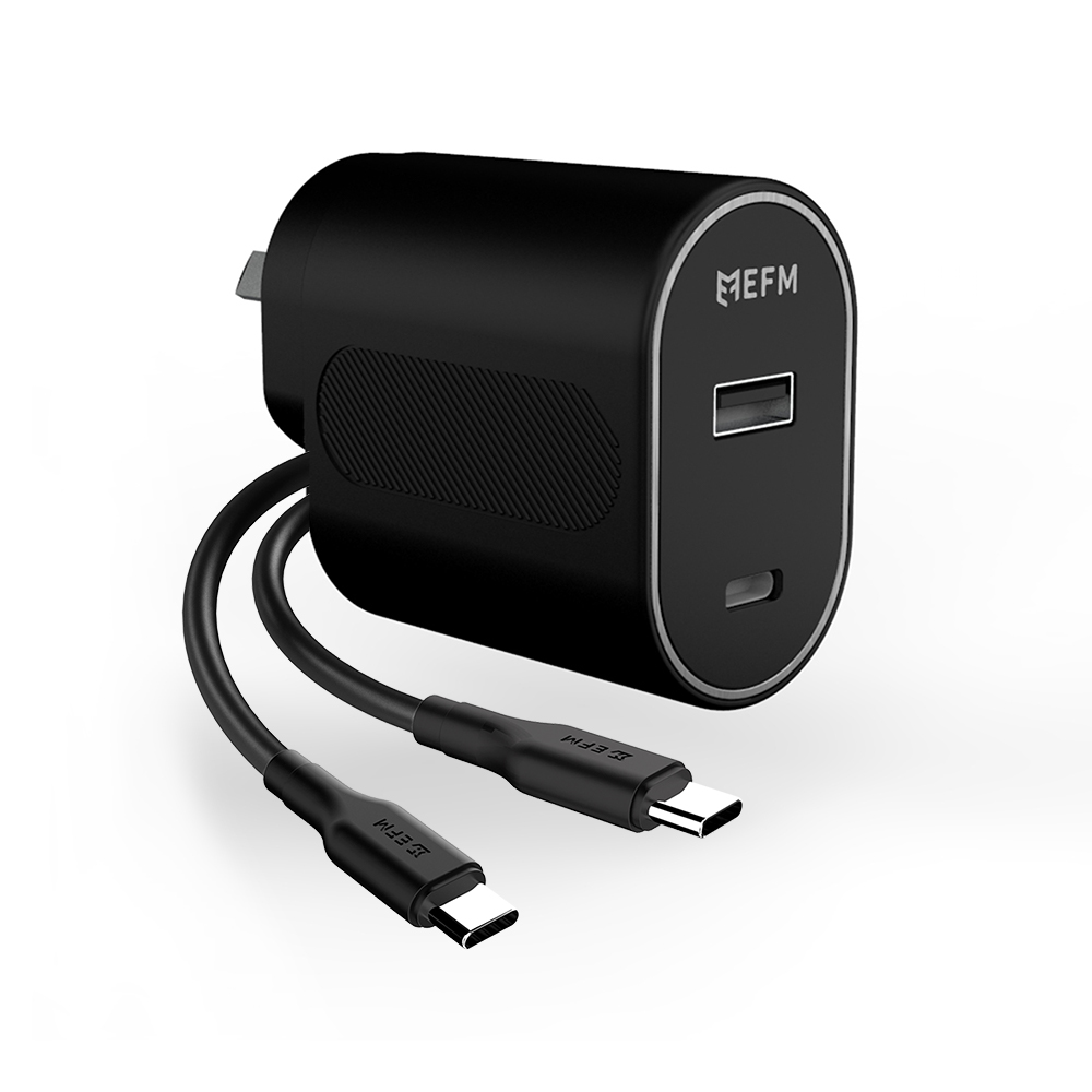 EFM 60W DUAL PORT FAST WALL CHARGER WITH TYPE-C CABLE