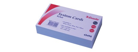 ESSELTE SYSTEM CARDS 127X76MM RULED 200GSM MIXED COLOURS