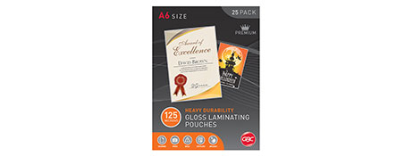 GBC 125 MICRON A6 LAMINATING POUCHES FOR DOCUMENT PROTECTION