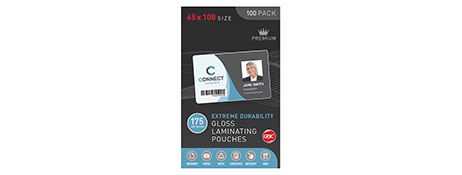 GBC 175 MICRON LUGGAGE TAG LAMINATING POUCHES (65X108MM)