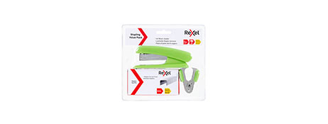 REXEL (IMPLIED BY STAPLE COMPATIBILITY, ASSUMING THIS IS THE PRODUCT LINE) BRIGHT LIME HALF STRIP STAPLER KIT - DESK ESSENTIAL
