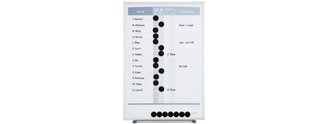 UNKNOWN MANUFACTURER MAGNETIC IN/OUT BOARD FOR 15 EMPLOYEES - DRY ERASE