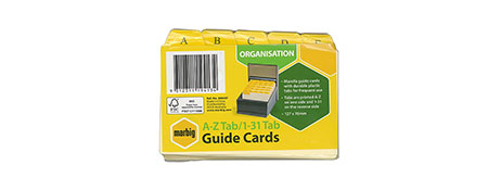 MARBIG BUFF MANILLA GUIDE CARDS WITH A-Z/1-31 PLASTIC TABS