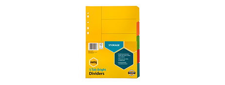 MARBIG A4 BRIGHTS COLOURED INDEX DIVIDERS FOR FILING