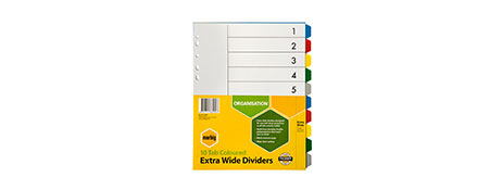 MARBIG A4 MULTI-COLOUR INDEX DIVIDERS FOR EASY FILING