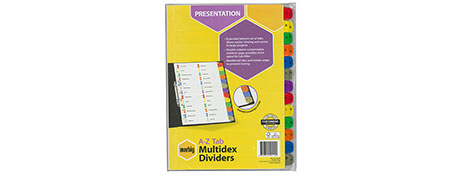 MARBIG A4 MULTI-COLOUR INDEX DIVIDERS FOR EASY FILING