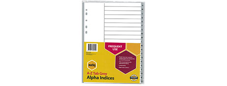MARBIG A4 GREY POLYPROPYLENE INDEX DIVIDERS FOR FILING
