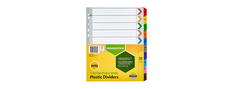 MARBIG A4 MULTI-COLOUR INDEX DIVIDERS FOR FILING