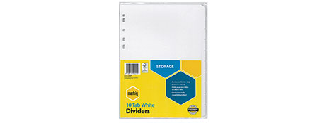 MARBIG A4 WHITE INDEX DIVIDERS FOR EASY FILING