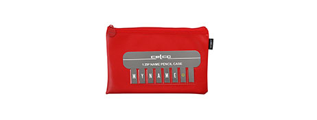 UNSPECIFIED MANUFACTURER PERSONALISED RED POLYURETHANE PENCIL CASE WITH METAL ZIP