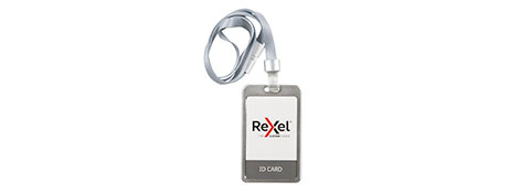 REXEL SILVER METALLIC ID CARD HOLDER & LANYARD SET