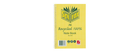 SPIRAX RECYCLED A6 NOTEBOOK - 100 PAGES, SPIRAL BOUND