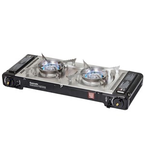 UNKNOWN MANUFACTURER PORTABLE TWIN BURNER STOVE WITH NON-STICK HOTPLATE