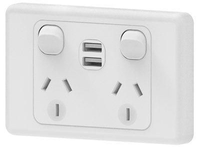 UNSPECIFIED MANUFACTURER 10A DOUBLE POWERPOINT WITH DUAL USB CHARGING PORTS